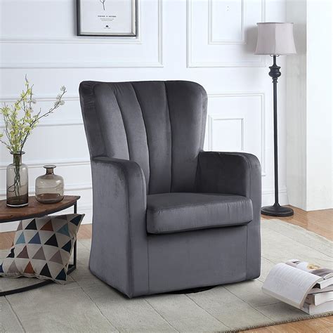 Relax and unwind in a grey armchair. Modern Velvet Swivel Armchair, Rotating Accent Chair for ...
