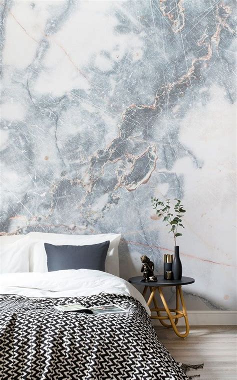 Deep Blue Clouded Marble Wallpaper Mural Hovia Uk Classy Bedroom
