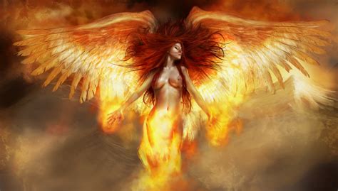 Tapeta na monitor Fantasy Angel Fire holka огненый anděl oheň