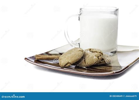 Molasses Cookie With Milk Stock Image Image Of Molasses 28248649