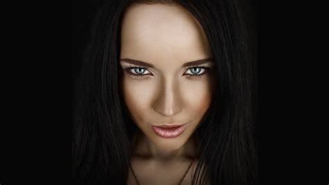 Wallpaper Face Women Model Long Hair Black Hair Angelina Petrova Mouth Nose Skin Head
