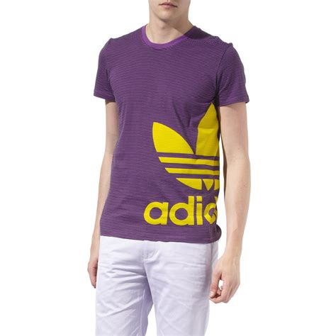 Adidas Striped Logo Tshirt In Purple For Men Lyst