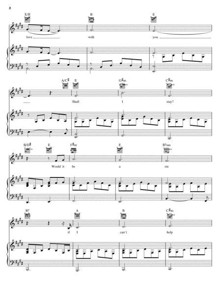 Cant Help Falling In Love By Andrea Bocelli Hugo Peretti Digital Sheet Music For Pianovocal