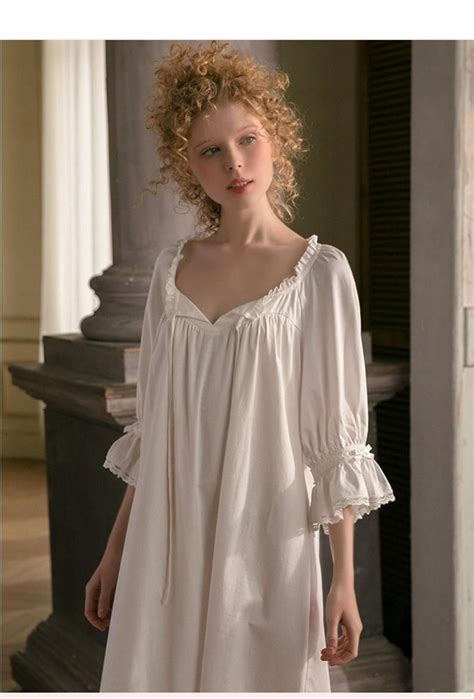 Romantic Sweet White Nightgown For Women France Vintage Etsy Nightgowns For Women Victorian