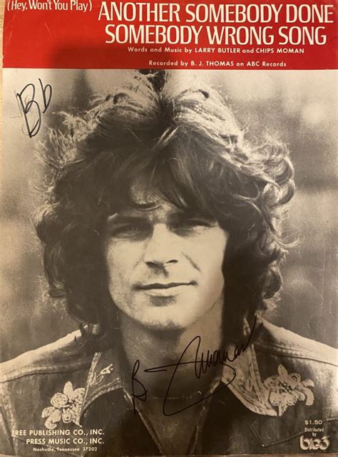 Another Somebody Done Somebody Wrong Vintage Sheet Music Autographed Bj Thomas