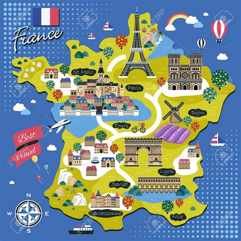 Carte Touristique De La France Attractions Touristiques Et Monuments