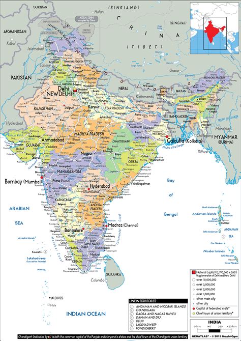 India Political Map For Printing