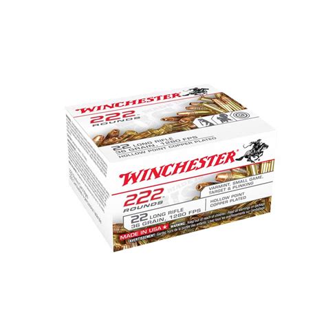 Winchester Usa 22lr 36gr Copper Plated Hollow Point 222 Rounds
