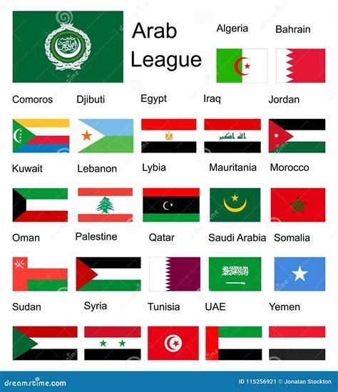 Arab League Arab Member Countries Flags Stock Illustration