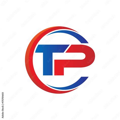 Tp Logo Vector Modern Initial Swoosh Circle Blue And Red Stock Vector