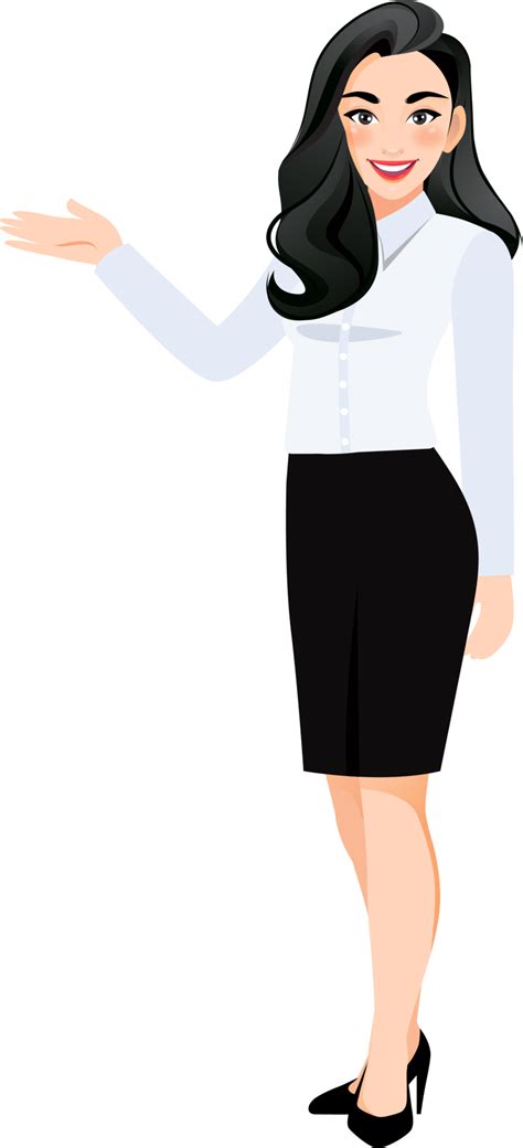 Businesswoman Cartoon Character With Beautiful Business Woman In Office
