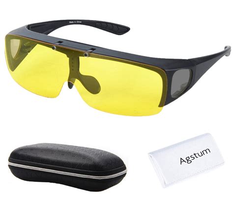 agstum fit over wrap around eyeglasses prescription glasses polarized night driving flip up