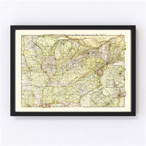 Vintage Railroad Map Of United States 1877 By Teds Vintage Art