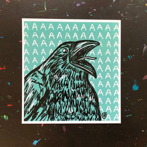 Screaming Raven Digital Art Print 8x8in Etsy