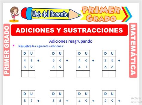 Adiciones Y Sustracciones Para Primer Grado De Primaria Web Del