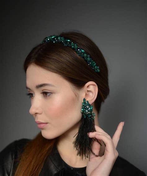 Emerald Headband For Women Green Tiara Baroque Headband Etsy Australia