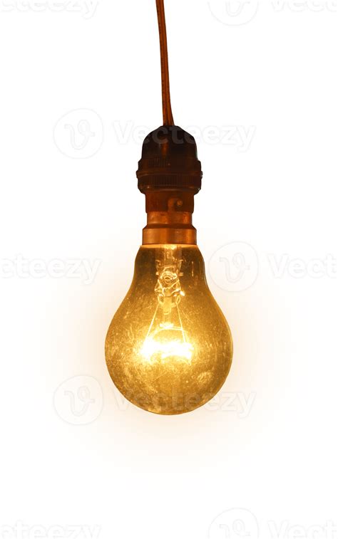 Old Light Bulb Glowing Vintage Light Bulb Isolated On Transparent