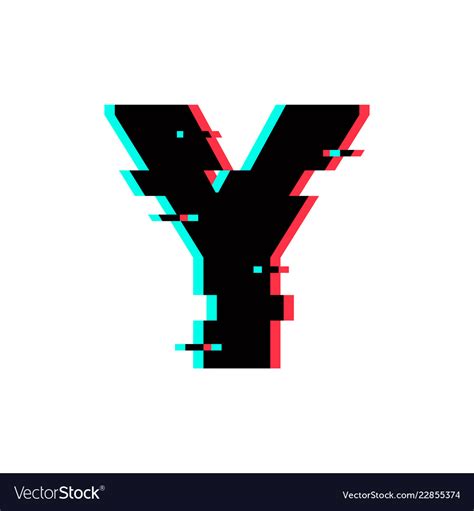 Logo Letter Y Glitch Distortion Royalty Free Vector Image