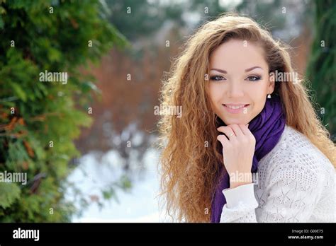 Young Beautiful Woman Wearing Winter Clothing Stock Photo Alamy