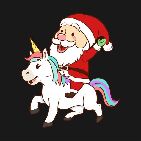 Cute Santa Claus Riding A Unicorn Christmas Magical T Shirt Santa