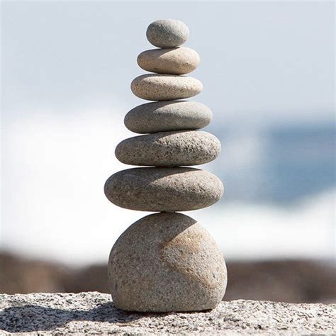 Natural River Stone Rock Cairn Sculpture Stacked Stone Balanced Rock