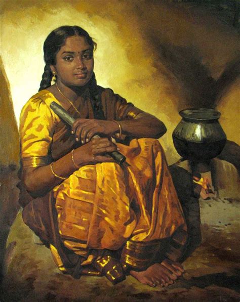 Tamil Girl Cooking Rice Painting By S Elayaraja Indian Women