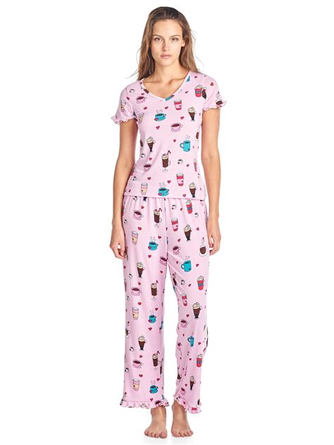 Bhpj By Bedhead Pajamas Women S Soft Knit Ruffle Short Sleeve Capri Pajama Set