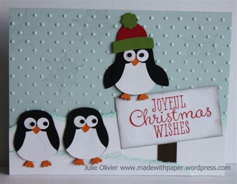 Nablopomo Day 26 Cute Penguin Card Christmas Cards Handmade Punch