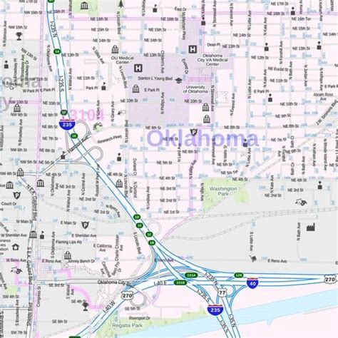 Oklahoma City Oklahoma Inner Metro Landscape Map