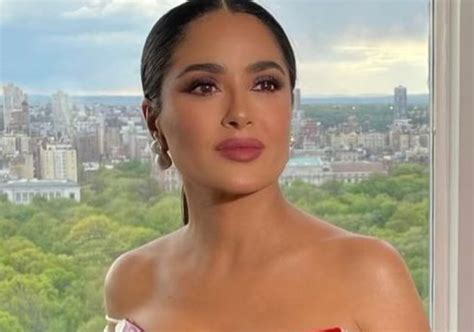 Year Old Salma Hayek Shows Off All Of Her Topless Body Covered With