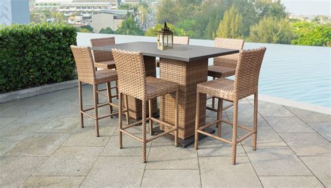Laguna Pub Table Set With Barstools 8 Piece Outdoor Wicker Patio Furniture