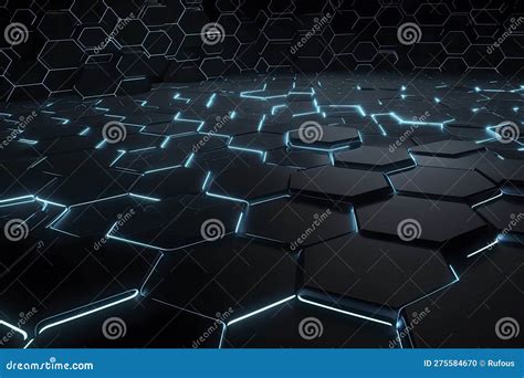 Abstract Futuristic Surface Concept With Hexagons Trendy Sci Fi