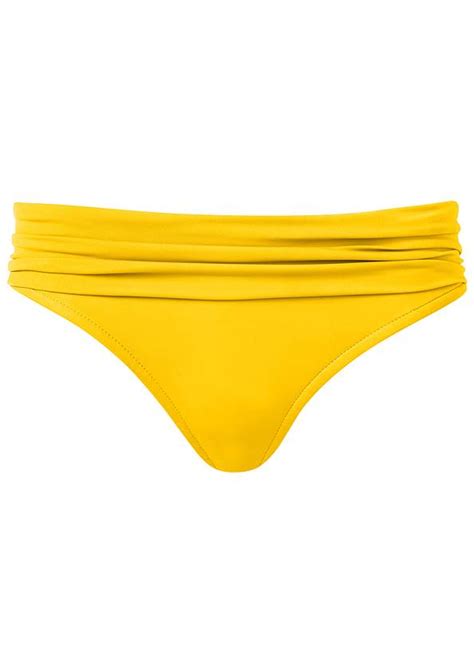 Ruched Waist Bikini Bottom In Limoncello Venus