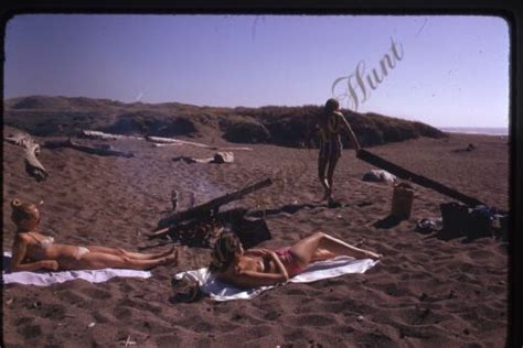 Pretty Woman Topless Beach Candid 1970s Slide 35mm Kodachrome Swimsuit