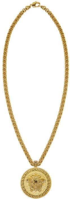 14k yellow gold versace diamond pendant & franco chain | 0.48 carats. Versace Gold Large Round Medusa Chain Necklace