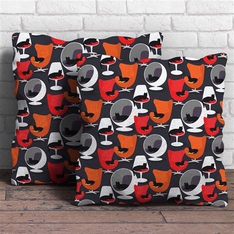Mid Century Modern Cats on Chairs cushion now available in my @etsyuk