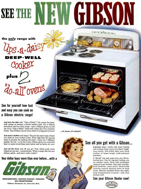Early 50s Gibson Electric Range Ad And It Had 2 Ovens Vintage