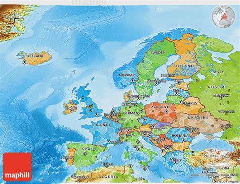 Political 3d Map Of Europe Physical Outside