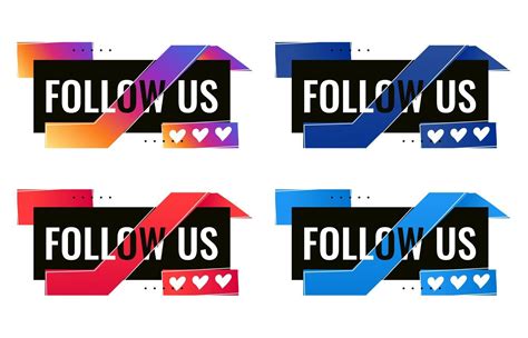 Flat Follow Us Social Media Banner Template With Triple Heart Icon