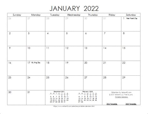 Printable Calendar 2022 Templates