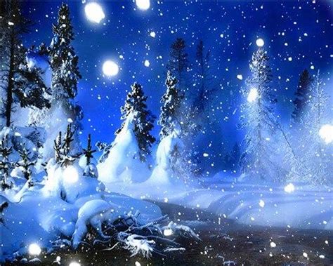 Starry Night Over Winter Forest Landscape Paint By