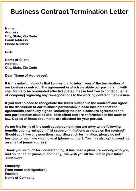 7 Business Contract Termination Letter Samples How To Wiki