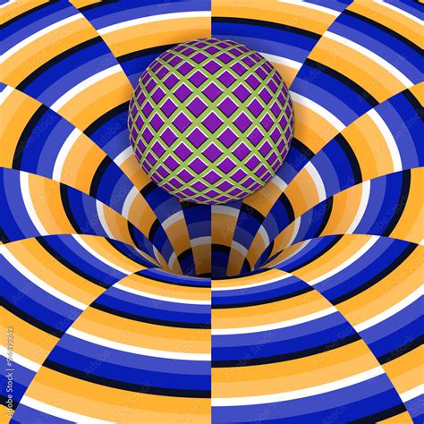 Optical Illusion Of The Ball Is Falling Into A Hole Abstract
