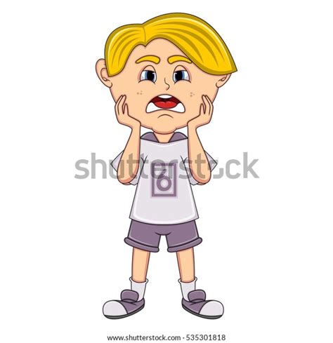 Little Boy Sad Cartoon Vector Illustration Stock Vector Royalty Free