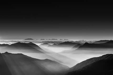 Haze Mountain Landscape Monochrome 5k Wallpaperhd Nature Wallpapers4k