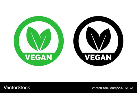 Vegan Label Vegetarian Food Green Leaf Icon Vector Image