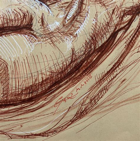 Christopher Ganz Sleeping Hermaphrodite Female Nude Pen Drawing My
