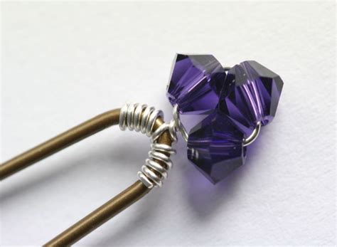Deep Purple Hair Pins Swarovski Crystal Beads Deep Purple Hair