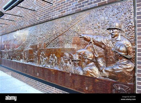 Memorial Wall For New York City Firefighters Killed On 911 At Engine