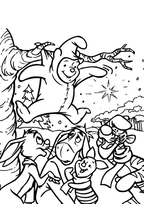 Winnie the pooh coloring pages. Winnie The Pooh Christmas Coloring Pages